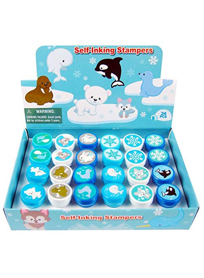 24-Piece Arctic Animals Self Inking Stampers Multicolour