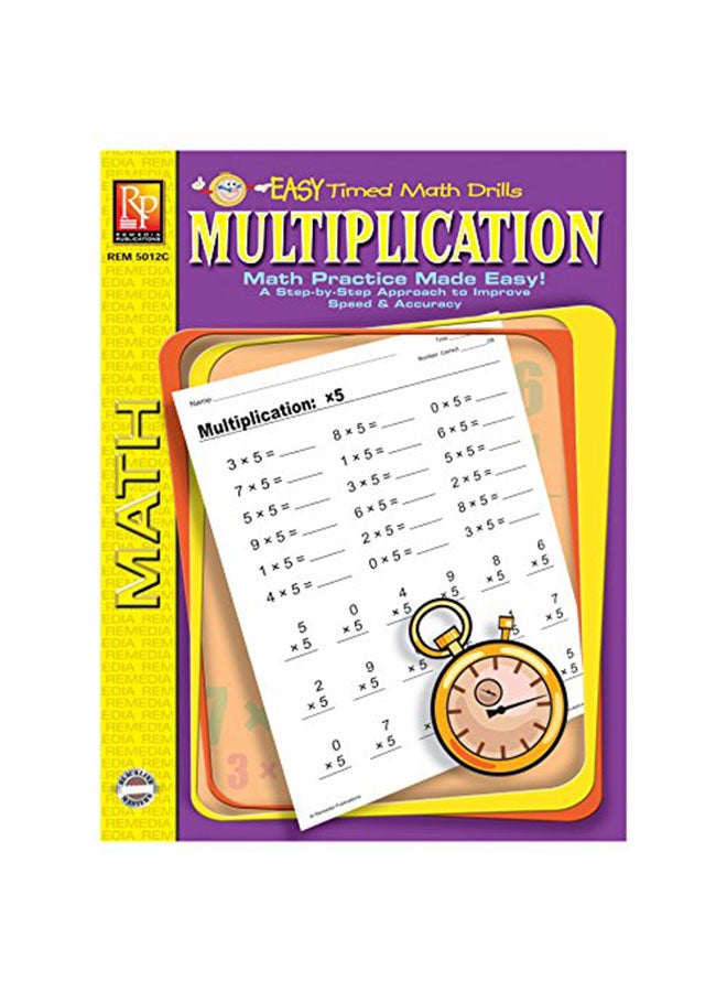 REMEDIA PUBLICATIONS 120-Piece Multiplication Easy Timed Math Drills Book REM5012C 