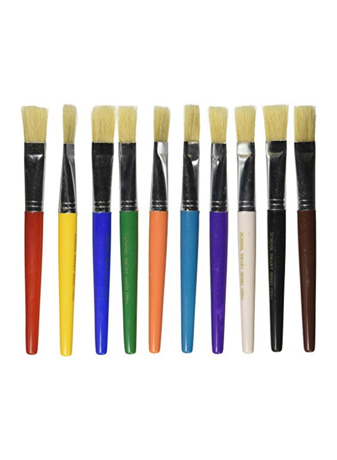 School Smart Flat Tip Stubby Easel Brush - 7 1/2 inch - Set of 10 - Assorted Colors Assorted Colour