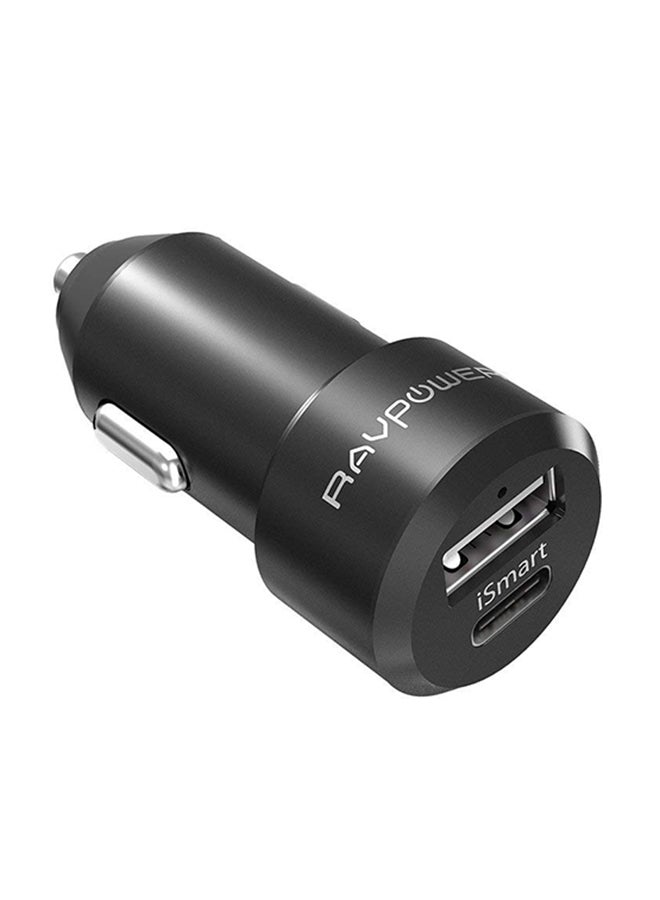 راف باور محول سيارة بمنفذ USB مزدوج أسود - Image 1