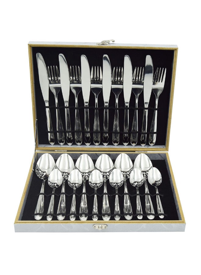 24-Piece Stainelss Steel Cutlery Set Silver 32x26x5cm - Image 1