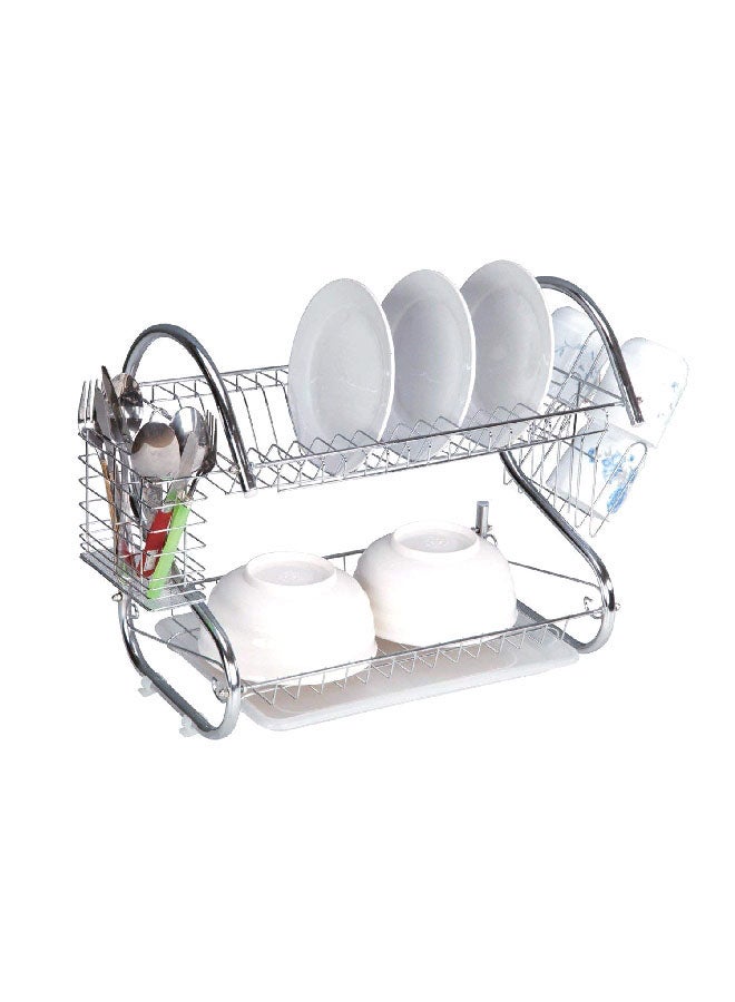 ALMUFARREJ 2-Shelf Dish Storage Rack Silver 45x11.5x26 cm 