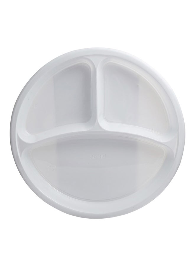 Falcon 25-Piece Round 3 Section Disposable Plate White 26cm - Image 1