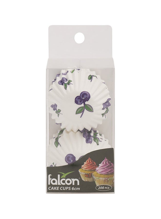 فالكون قوالب كب كيك بنقشة أزهار عدد 200 قطعة أبيض/أرجواني 6سم - Image 1