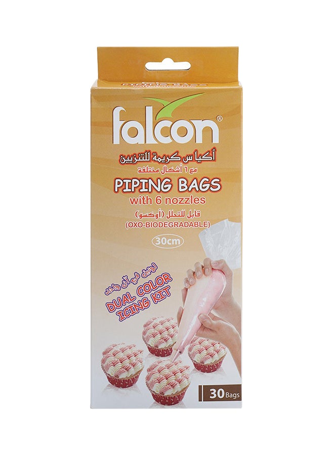 30-Piece Falcon Piping Bags With 6 Nozzles Clear 30cm - v1552309866/N21844711A_2