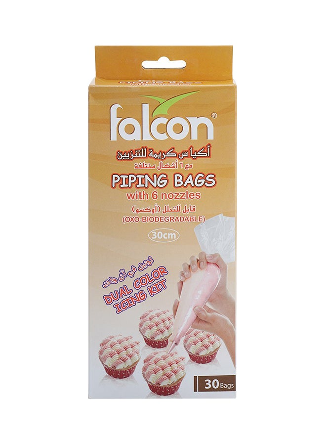 Falcon - 30-Piece Falcon Piping Bags With 6 Nozzles Clear 30cm - Image 1