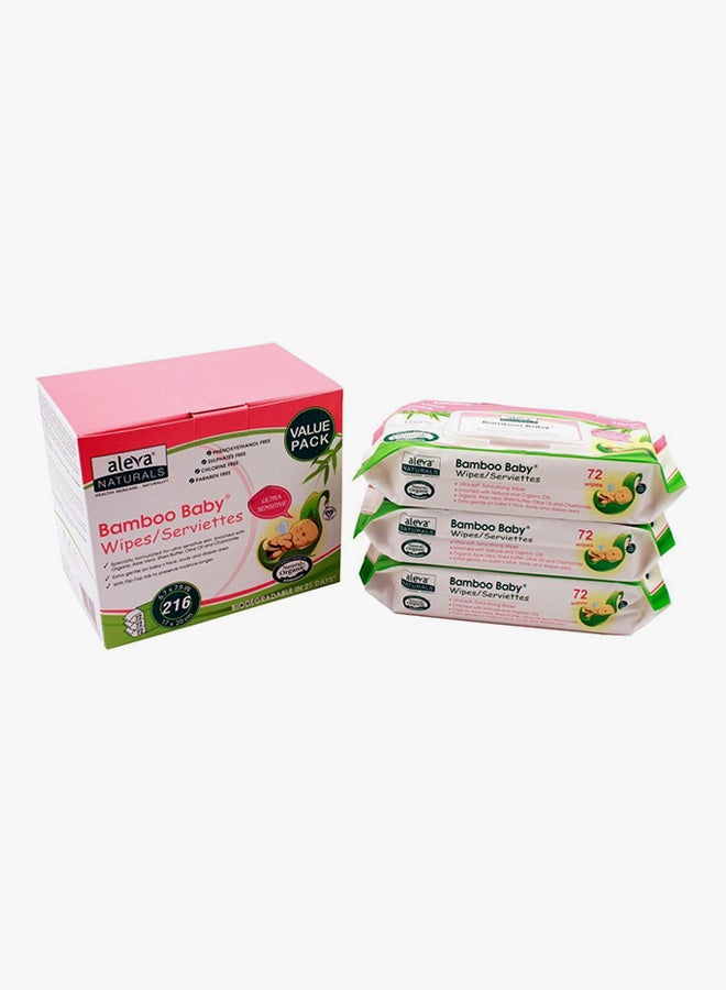 Aleva Naturals Value Pack Bamboo Baby Wipes Ultra Sensitive Wipes-216 Count  - Image 2
