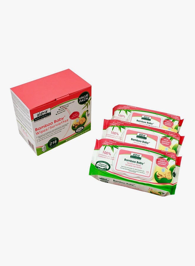 Aleva Naturals Value Pack Bamboo Baby Wipes Ultra Sensitive Wipes-216 Count  - Image 3