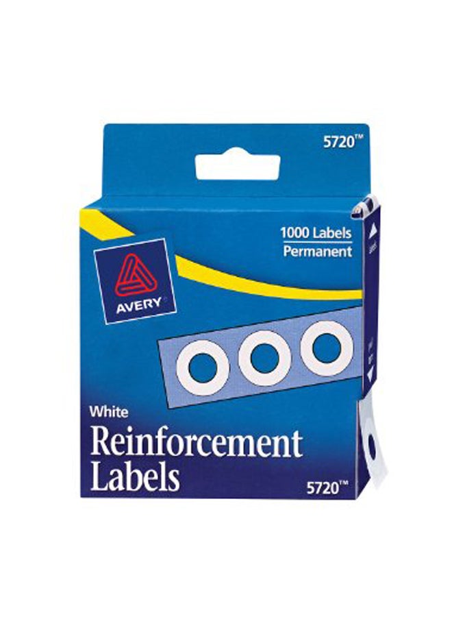 1000-Piece Self-Adhesive Reinforcement Label Set White