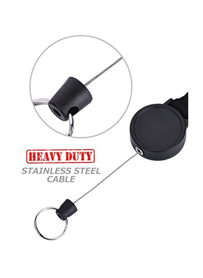 ALAZCO 2-Piece Retractable Key Chain And Badge Reel Holder Black/Silver - Image 2