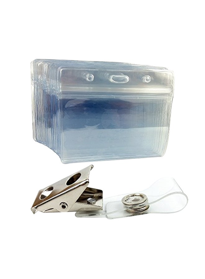 50-Piece ID Card Holders With ID Badge Holder Clip Set Clear - v1552316017/N21845321A_1