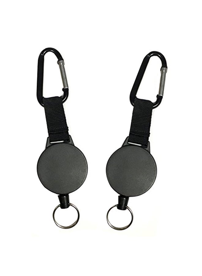 ALAZCO 2-Piece Retractable Key Chain And Badge Reel Holder Black/Silver - Image 1