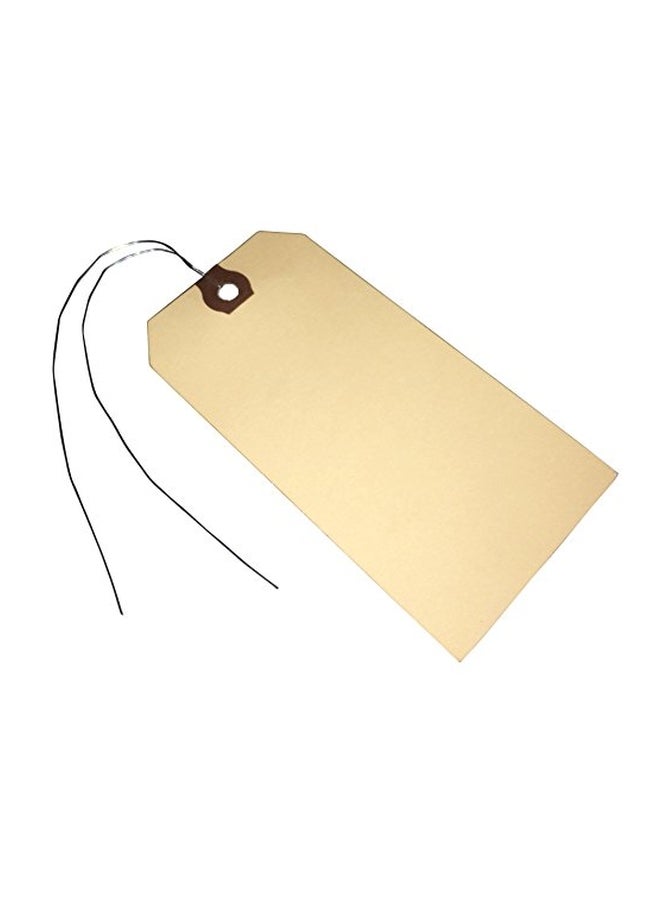 AMRAM 100-Piece Wired Shipping Tags Brown/Silver