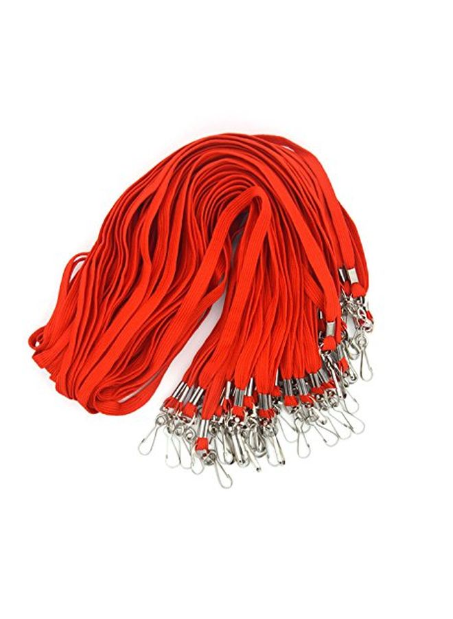 Bird Fiy 50-Piece ID Card Holder Lanyard With Swivel Hook Set Red/Silver - Image 2