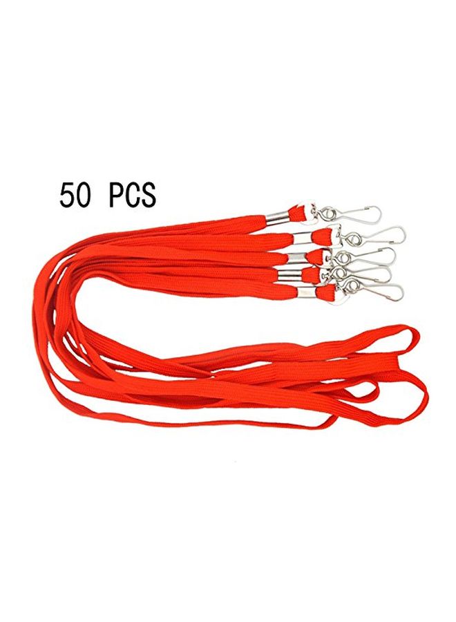 Bird Fiy 50-Piece ID Card Holder Lanyard With Swivel Hook Set Red/Silver - Image 3
