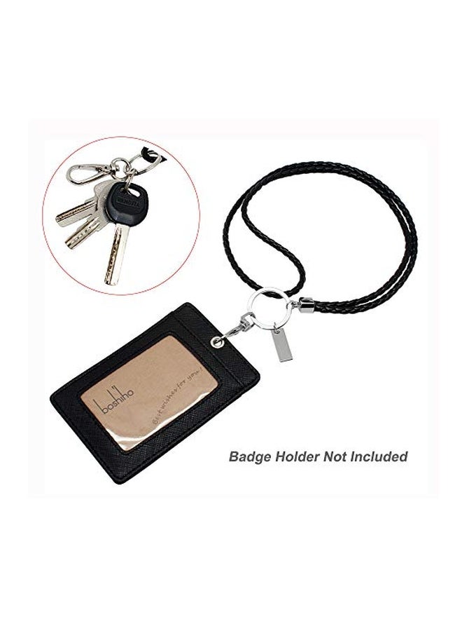 boshiho ID Card Holder Lanyard With Clip And Keychain Black/Silver - Image 2