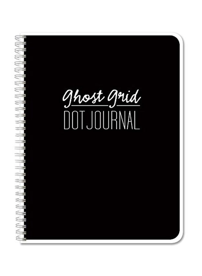 بوك فاكتوري - دفتر ملاحظات مطبوع عليه عبارة "Ghost Grid Dot Journal" أبيض/أسود - Image 1