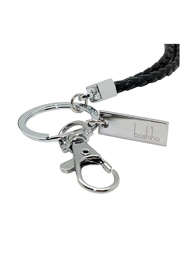 boshiho ID Card Holder Lanyard With Clip And Keychain Black/Silver - Image 3