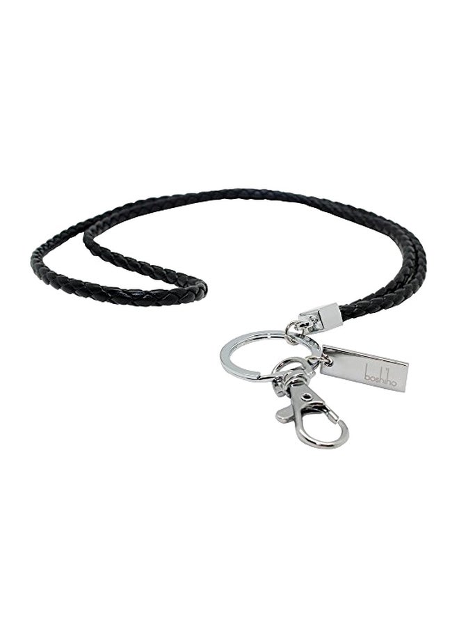 boshiho ID Card Holder Lanyard With Clip And Keychain Black/Silver - Image 1