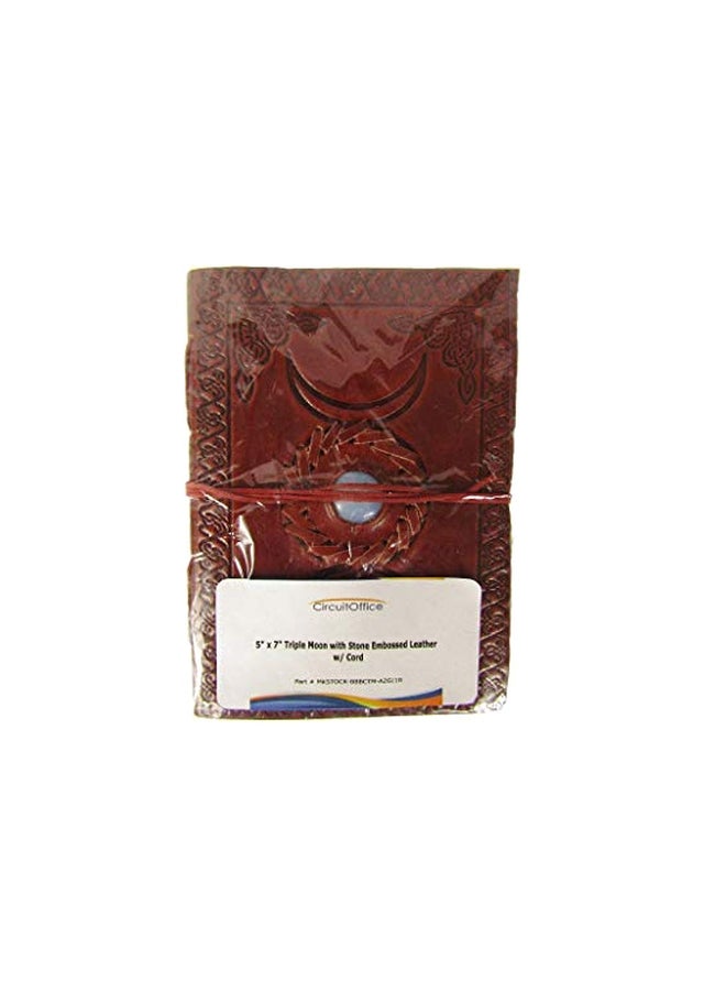 CircuitOffice Triple Moon with Stone Embossed Leather Notebook Brown/White