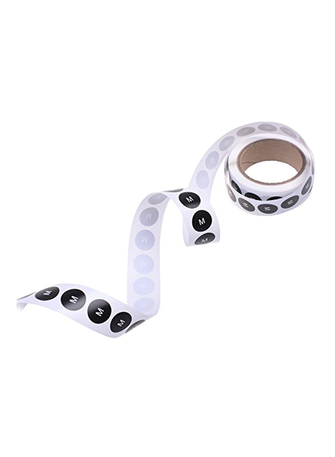 COSMOS - 500-Piece Clothing M Size Self Adhesive Label White/Black - Image 1