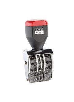 ExcelMark Dater Line Rubber Stamp Black/Red/Silver 