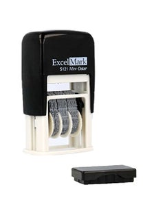 ExcelMark Self Inking Date Stamp Black/White/Grey  - Image 1