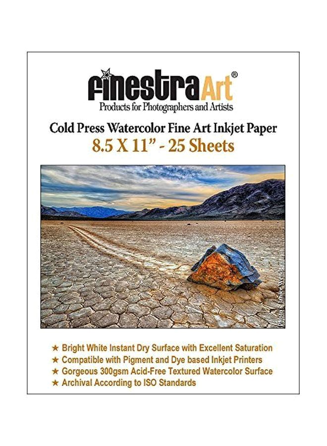 Finestra Art 25-Piece Cold Press Watercolor Fine Art Inkjet Paper 
