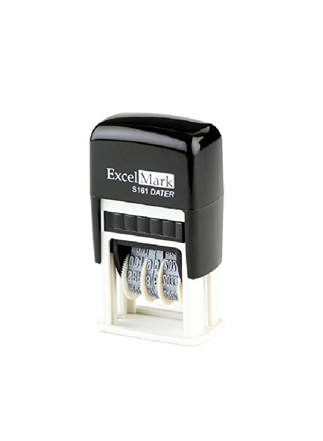 ExcelMark Dater Self Inking Rubber Stamp Black/White/Grey - Image 1