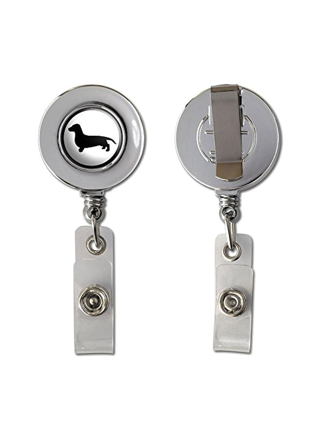 Retractable Badge Holder Silver/Black