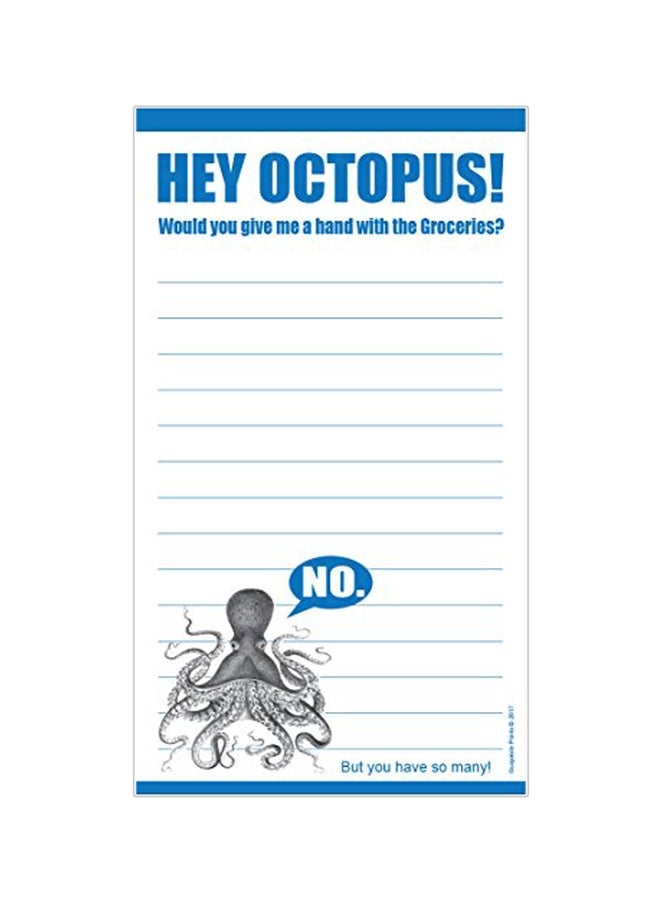 غواجولوتي برينتس مفكرة جذابة مطبوع عليها أخطبوط أبيض/أزرق