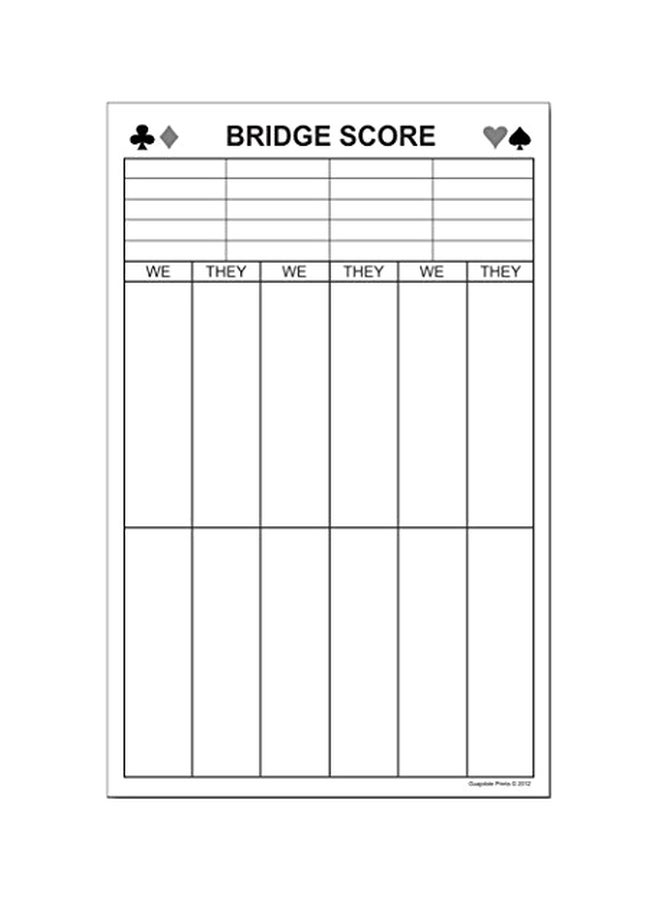 غواجولوتي برينتس دفتر تدوين النقاط المحرزة للعبة بريدج أبيض/أسود