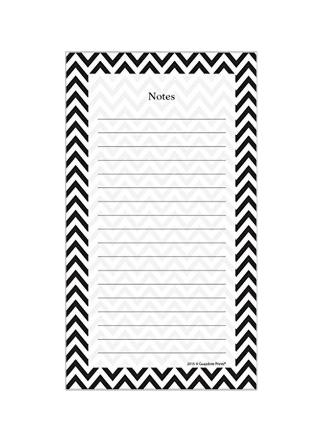 غواجولوتي برينتس دفتر ملاحظات مغناطيسي بخطوط بنمط شيفرون من 50 ورقة أبيض/أسود