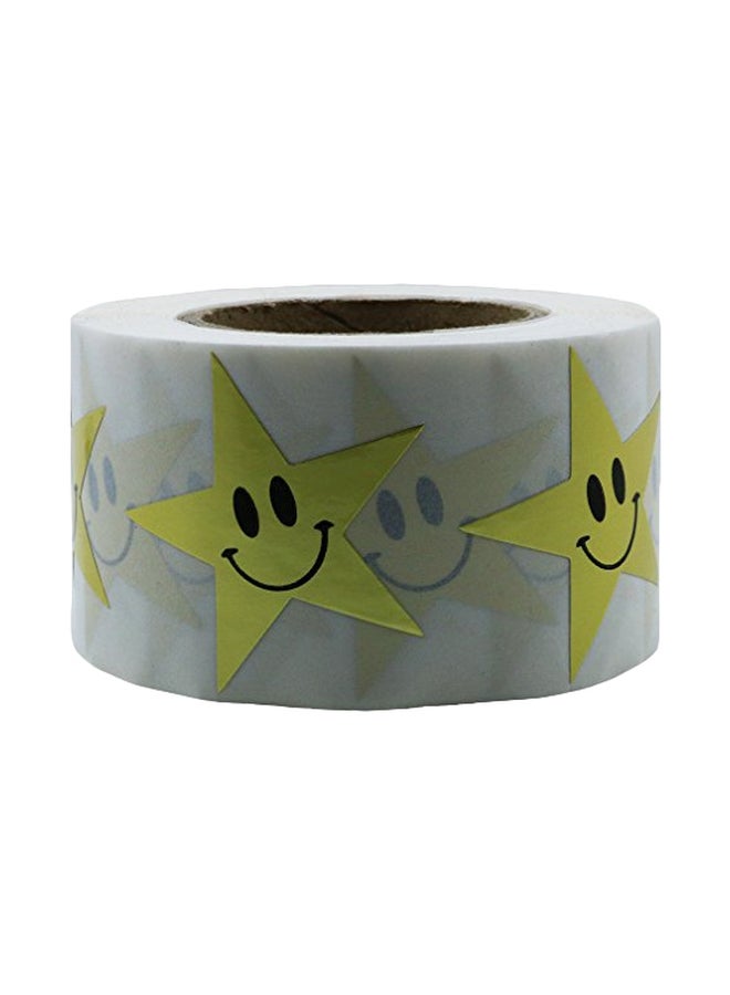 Star Smiley Face Sticker Label Roll Gold/Black
