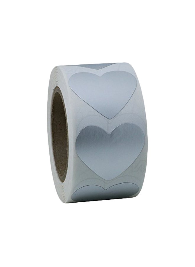 Heart Sticker Label Roll Silver