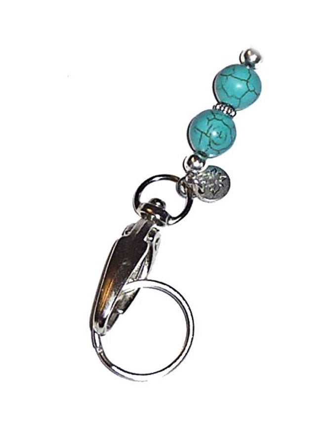 Beaded Chain Lanyard Badge Holder Silver/Turquoise - v1552316547/N21846765A_1