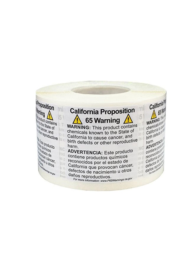 طقم ملصقات بعبارة "California Proposition 65 Warning" من 500 قطعة أبيض