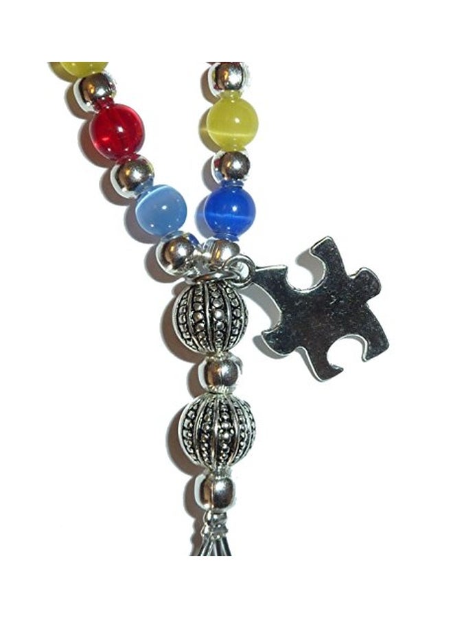 Autism Awareness Beaded Lanyard Badge Holder Silver/Blue/Red - v1552316593/N21846769A_2