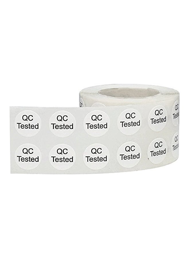 إن ستوك ليبلز.كوم ملصقات لاصقة صغيرة بنمط مطبوع لعبارة "QC Tested" من 1000 قطعة أبيض/أسود - Image 2