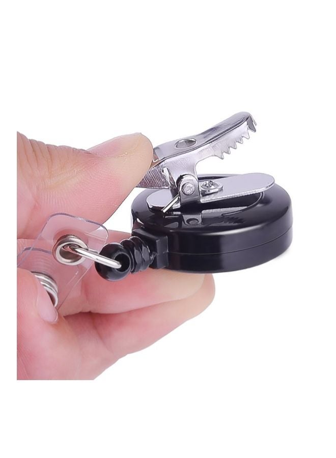 كوكا بكرة شارة قابلة للسحب مع مشبك مستدق أسود/فضي/شفاف - Image 3