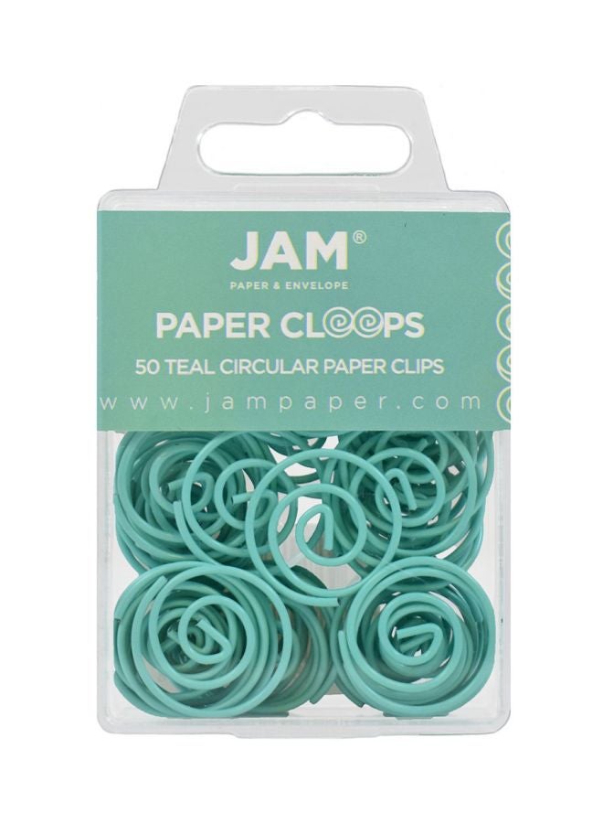 JAM Paper - 100-Piece Paper Clip Set Teal Papercloops - Image 1