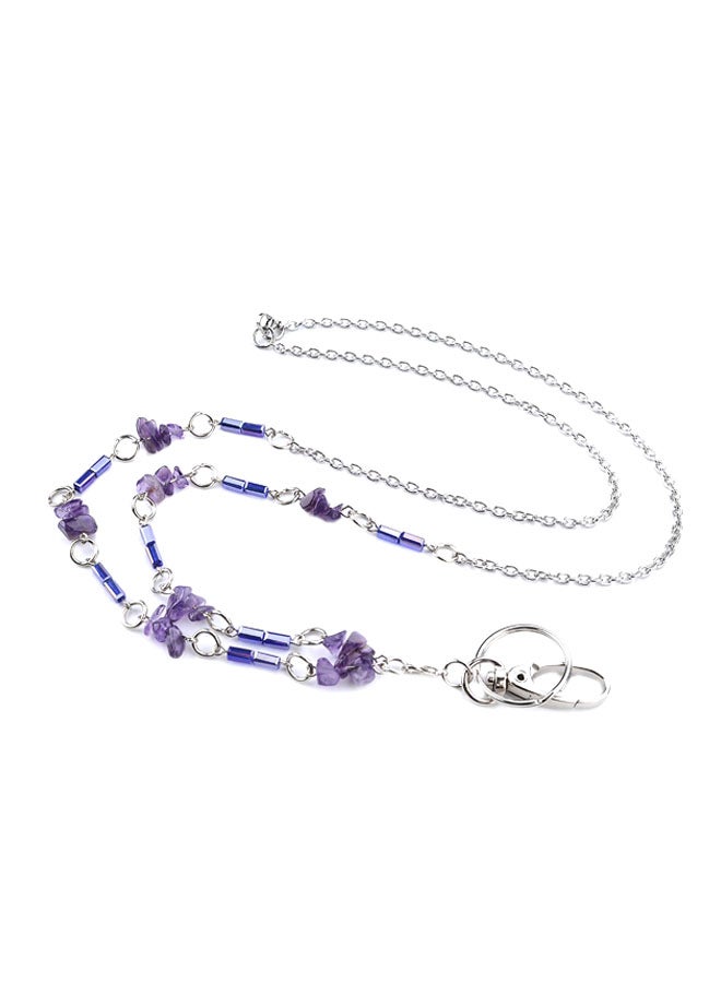 LUXIANDA Necklace ID Badge Holder Purple/Silver 