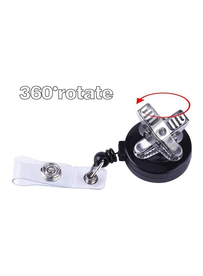 كوكا بكرة شارة قابلة للسحب مع مشبك مستدق أسود/فضي/شفاف - Image 2