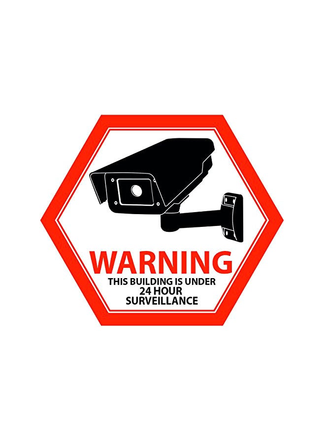 Mandala Crafts - 6-Piece CCTV Surveillance Warning Sticker Sign White/Black/Red - Image 1