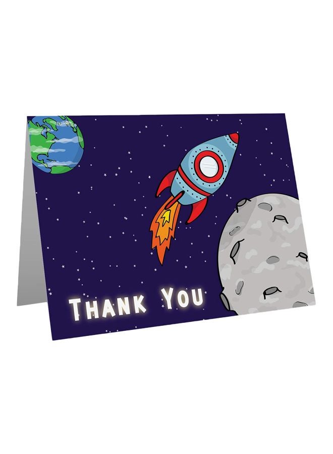 ليتل نوتس باي كومب تايم طقم بطاقات بتصميم صاروخ وفضاء وتحمل العبارة "Thank You" من 24 قطعة