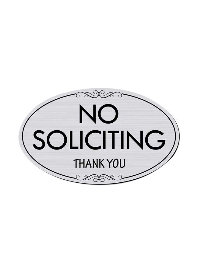 ماي ساين سنتر - لافتة بنمط مطبوع لعبارة "No Soliciting" محفورة بالليزر أسود/ فضي - Image 1