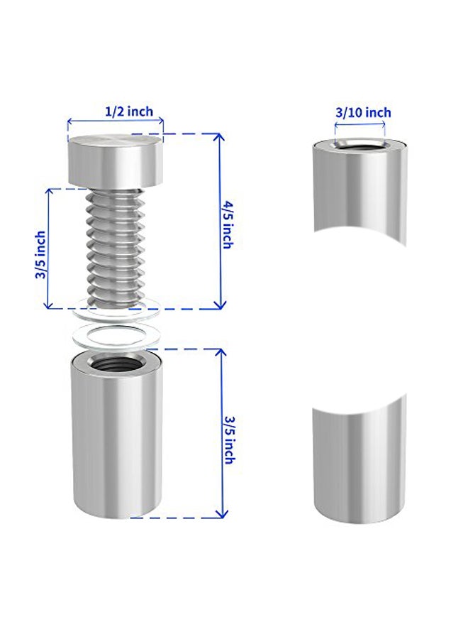 LuckIn 20-Piece Stainless Steel Nail Holder With Screw Silver - Image 3