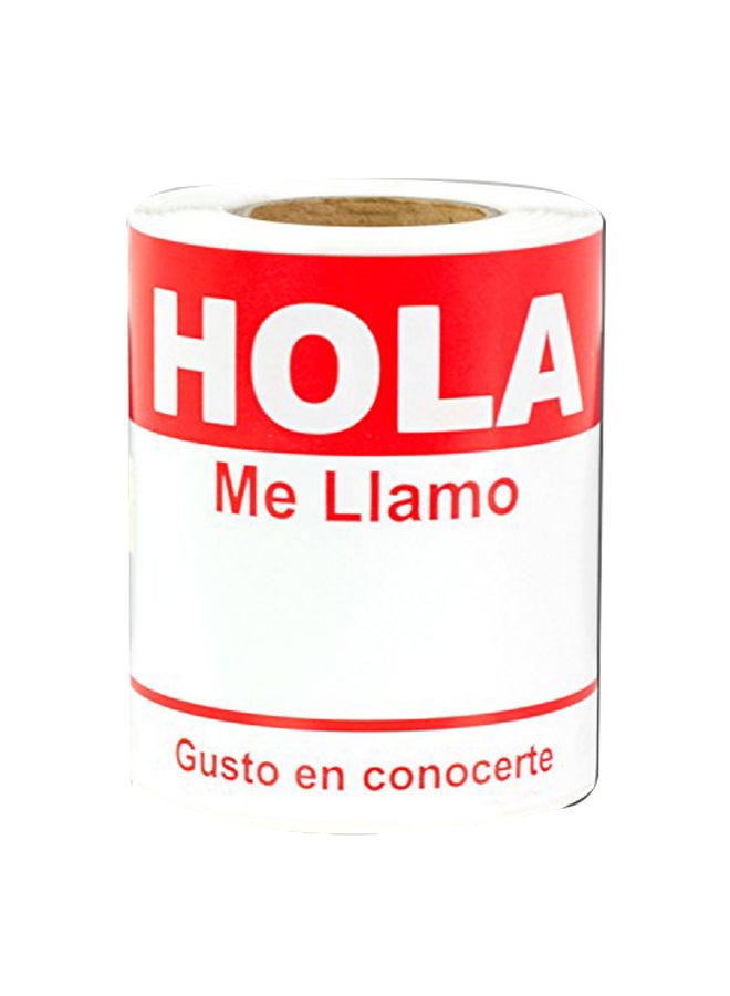 أوفيس سمارت لابس - طقم ملصقات تعريفية بعبارة "Hola me Llamo" من 100 قطعة أحمر/أبيض - Image 1