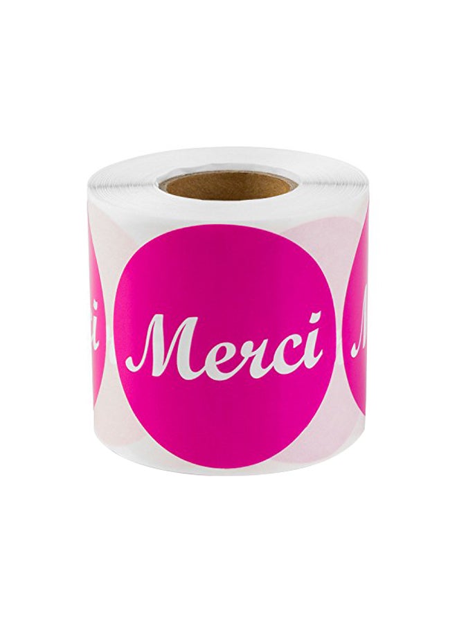 أوفيس سمارت لابس طقم ملصقات بنمط مطبوع لكلمة "Merci" من 300 قطعة وردي/أبيض  - Image 1