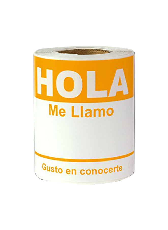 أوفيس سمارت لابس طقم ملصقات تعريفية بعبارة "Hola me Llamo" من 100 قطعة أصفر/ابيض  - Image 1